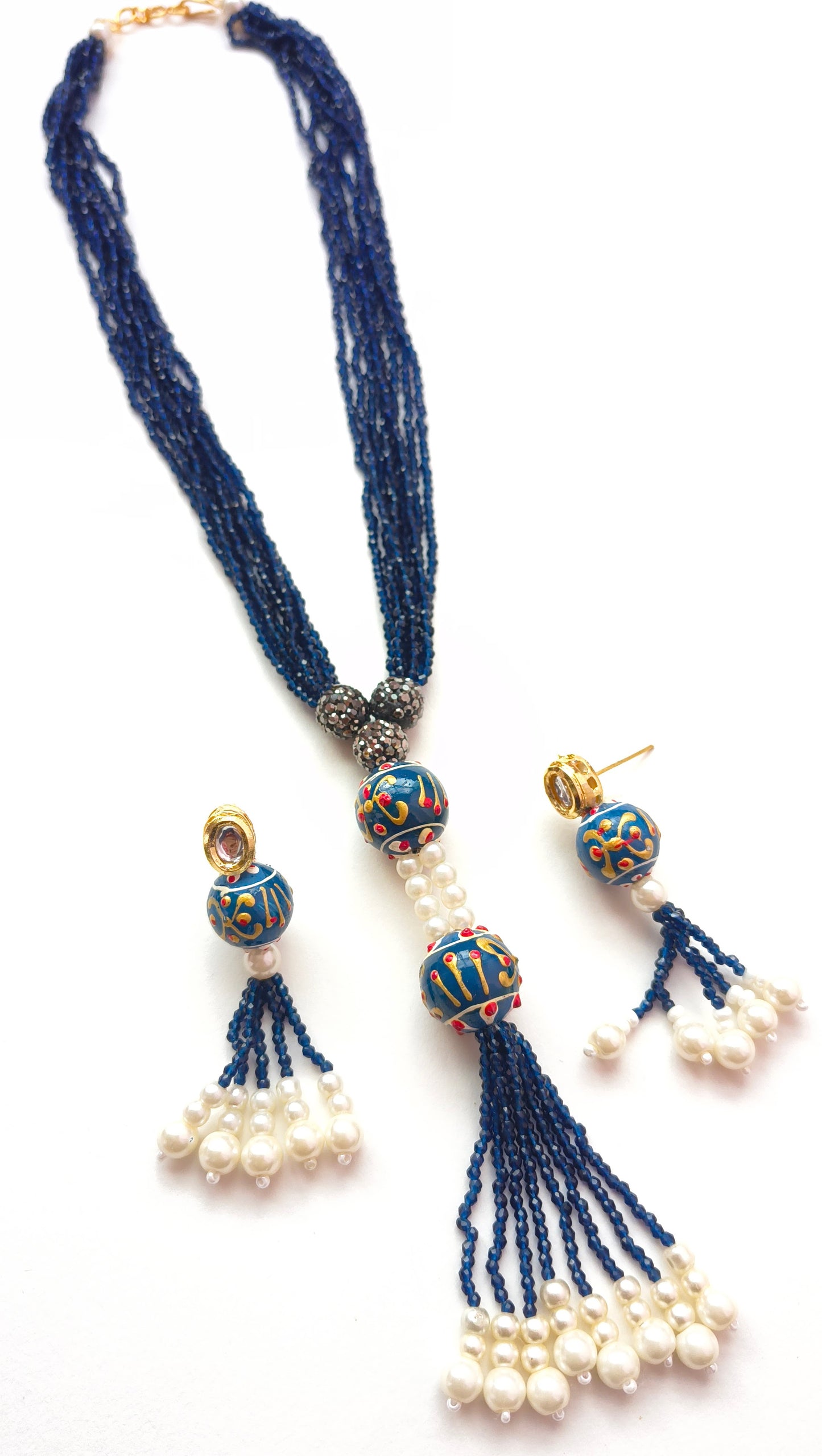 Lariat-Styled Muse Necklace Set -Royal Blue