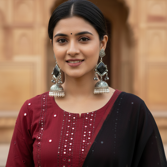 German Silver Ethnic Danglers