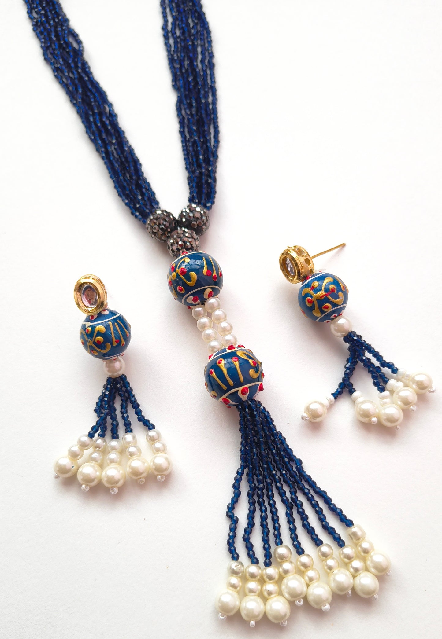 Lariat-Styled Muse Necklace Set -Royal Blue