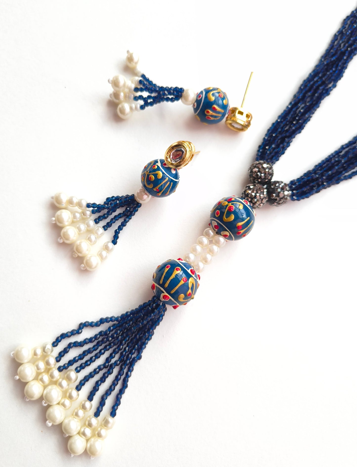 Lariat-Styled Muse Necklace Set -Royal Blue