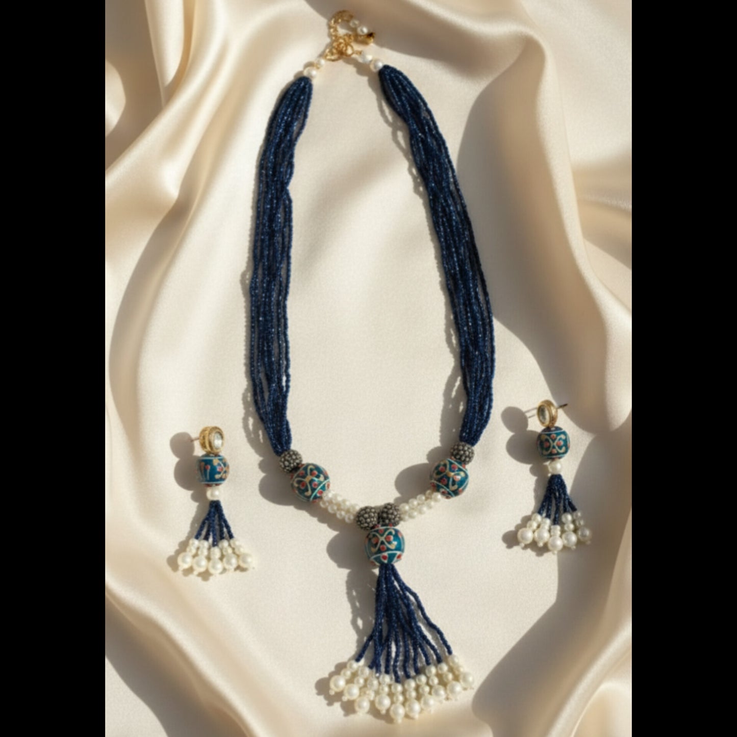 Lariat-Styled Muse Necklace Set -Royal Blue
