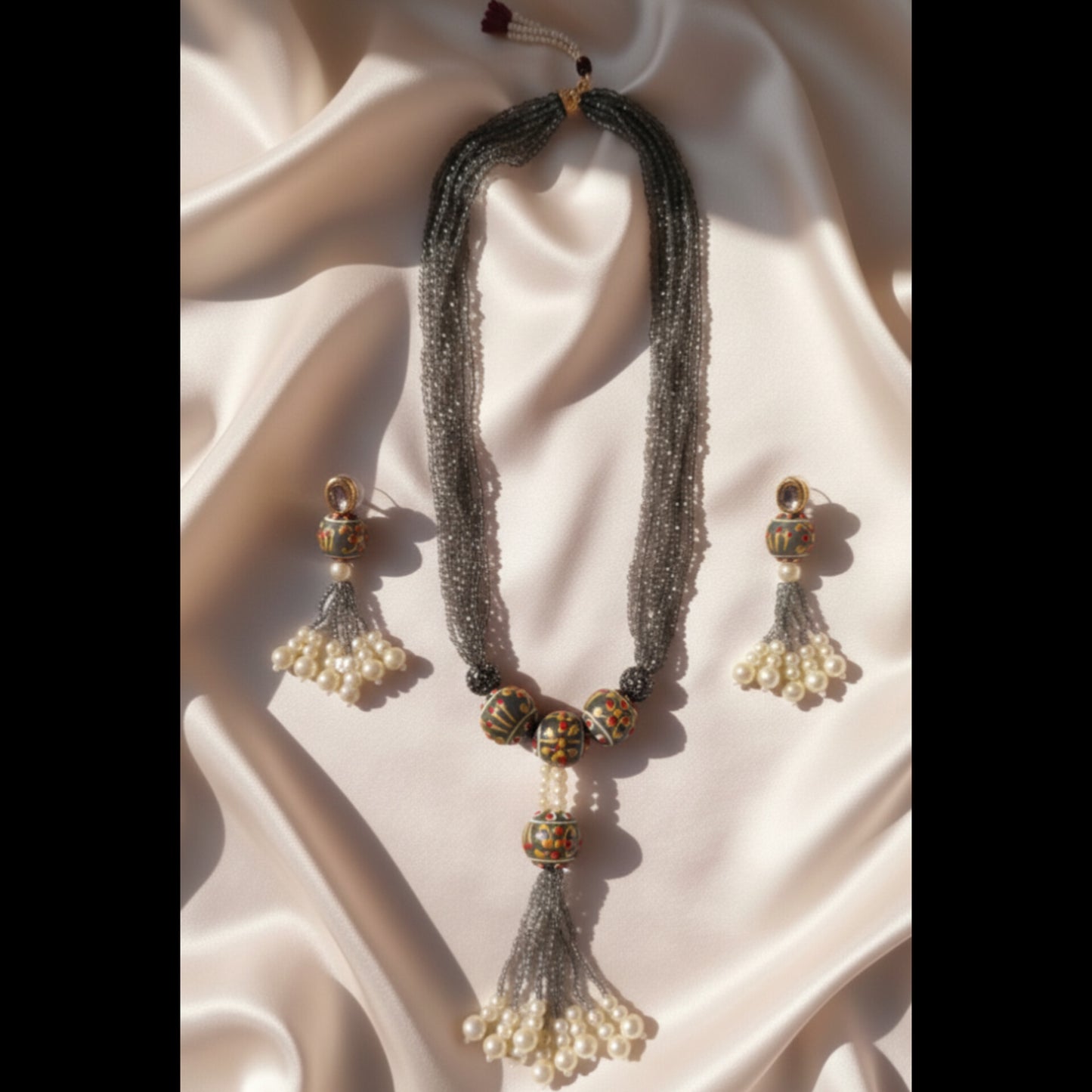 Lariat-Styled Muse Necklace Set -Shadow Gray