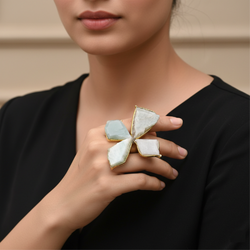 Bold Raw Stone Cocktail Rings